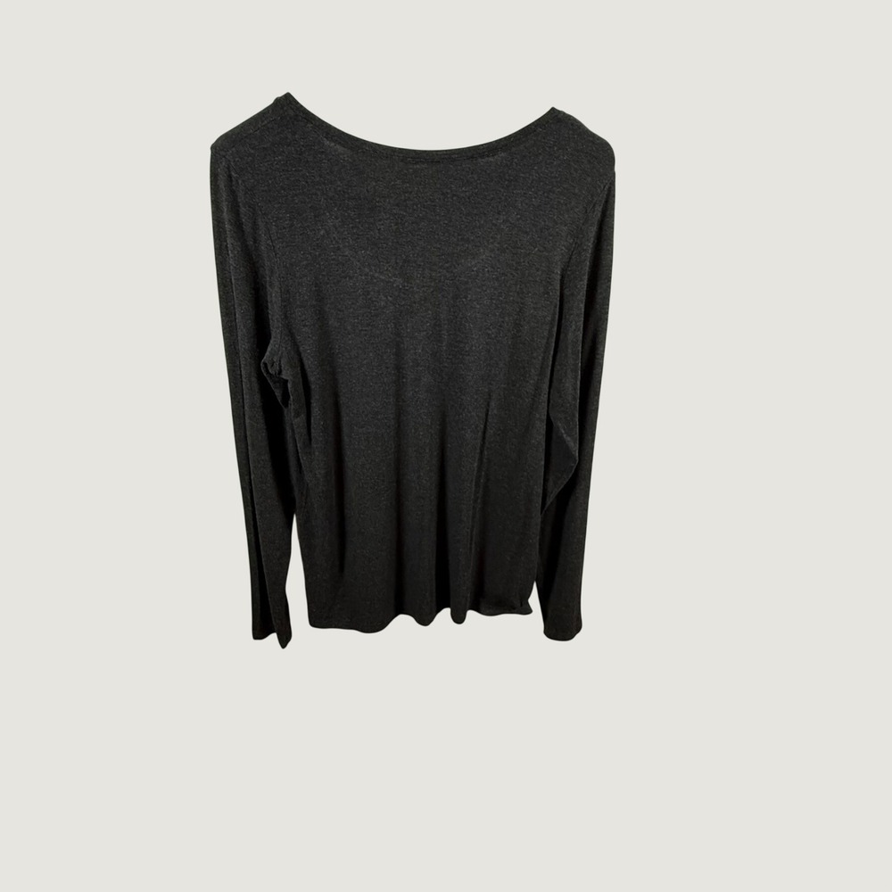 Eileen Fisher Petite Charcoal Black Viscose Jersey Scoop Neck Top PM Long Sleeve - Picture 4 of 8